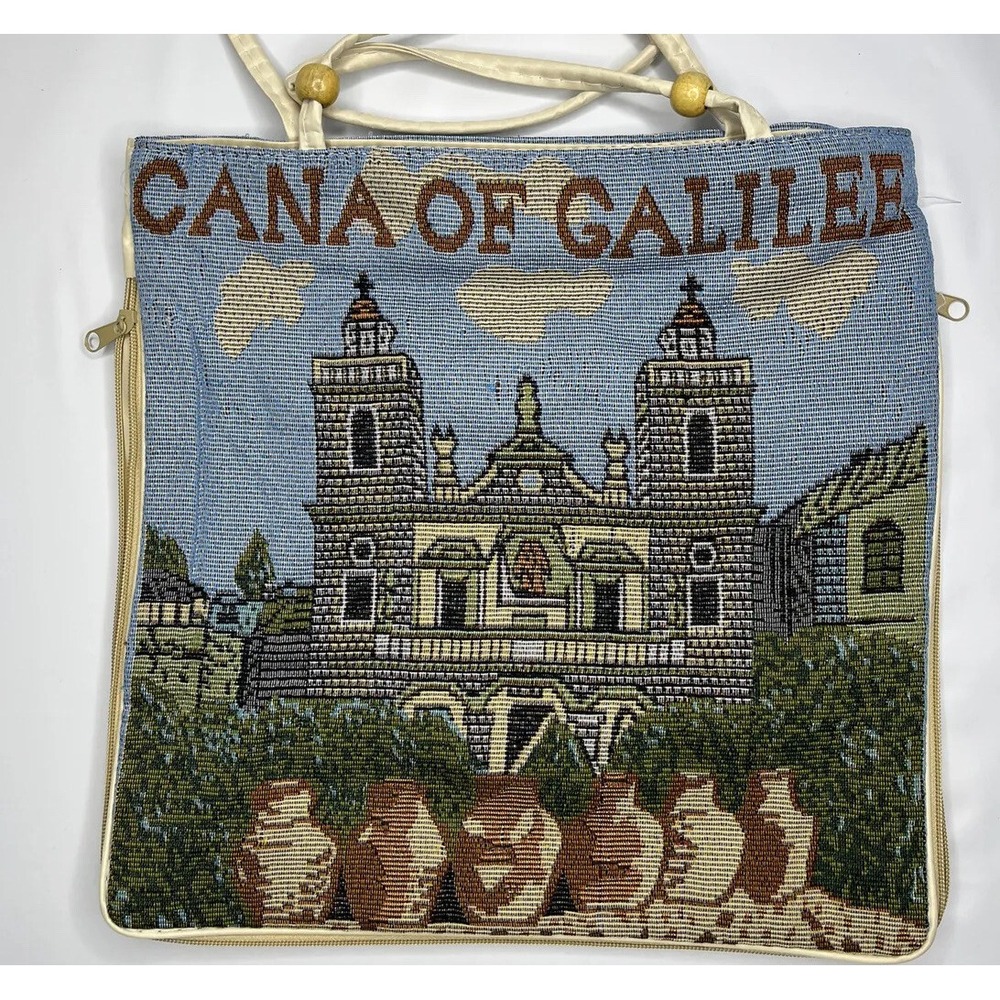 Cana Of Galilee Handbag Tote Shoulder Purse Handmade Zipper Bag Medium Vintage
